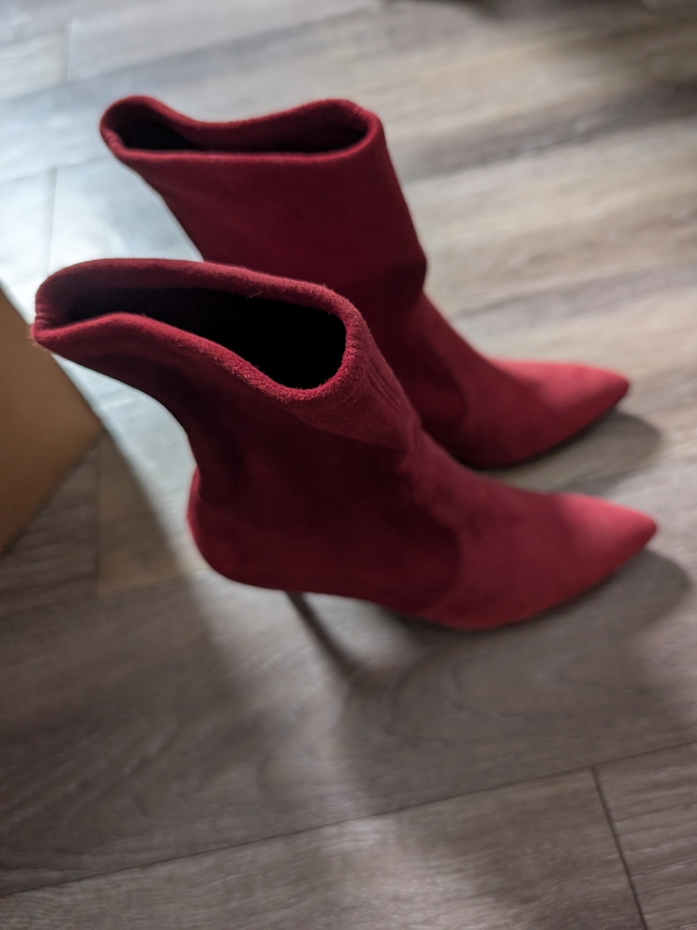 Stuart Weitzman Red Pointed Toe Sock Booties